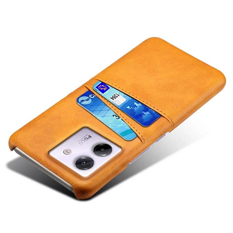 For Xiaomi Poco M7 Pro 5G Case Dual Card Slots PU Leather + Hard PC Phone Cover - Orange