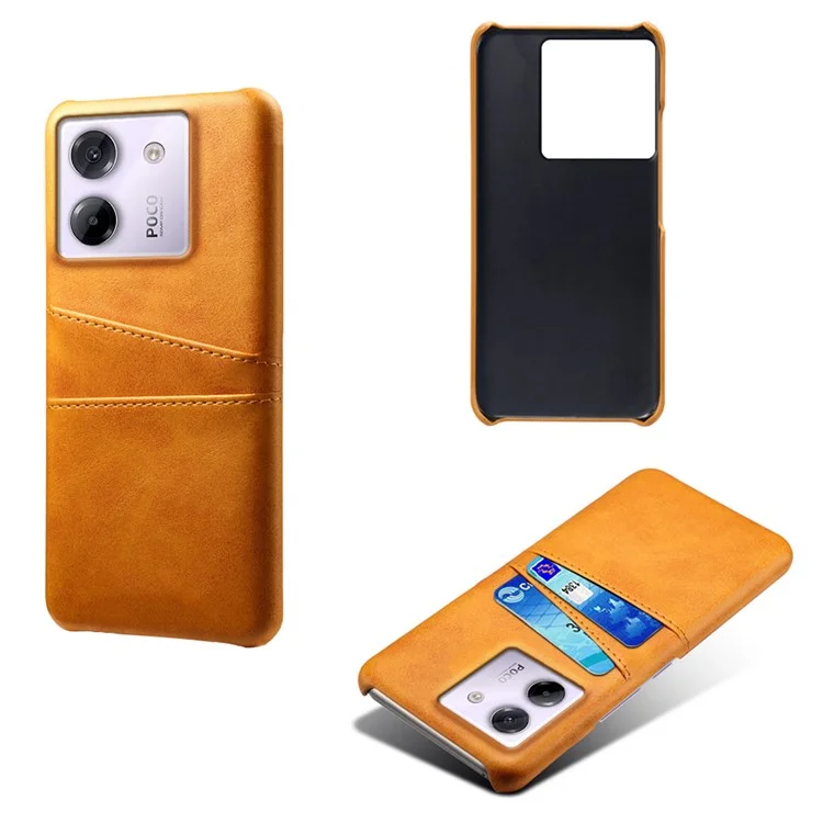 For Xiaomi Poco M7 Pro 5G Case Dual Card Slots PU Leather + Hard PC Phone Cover - Orange