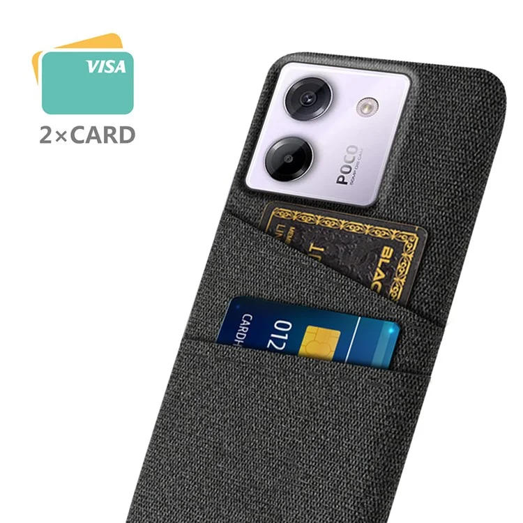 For Xiaomi Poco M7 Pro 5G Case Cloth + Hard PC Phone Cover with Dual Card Slots - Black