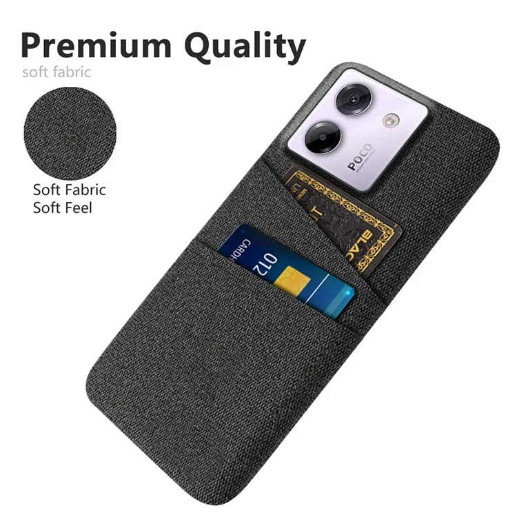 For Xiaomi Poco M7 Pro 5G Case Cloth + Hard PC Phone Cover with Dual Card Slots - Black