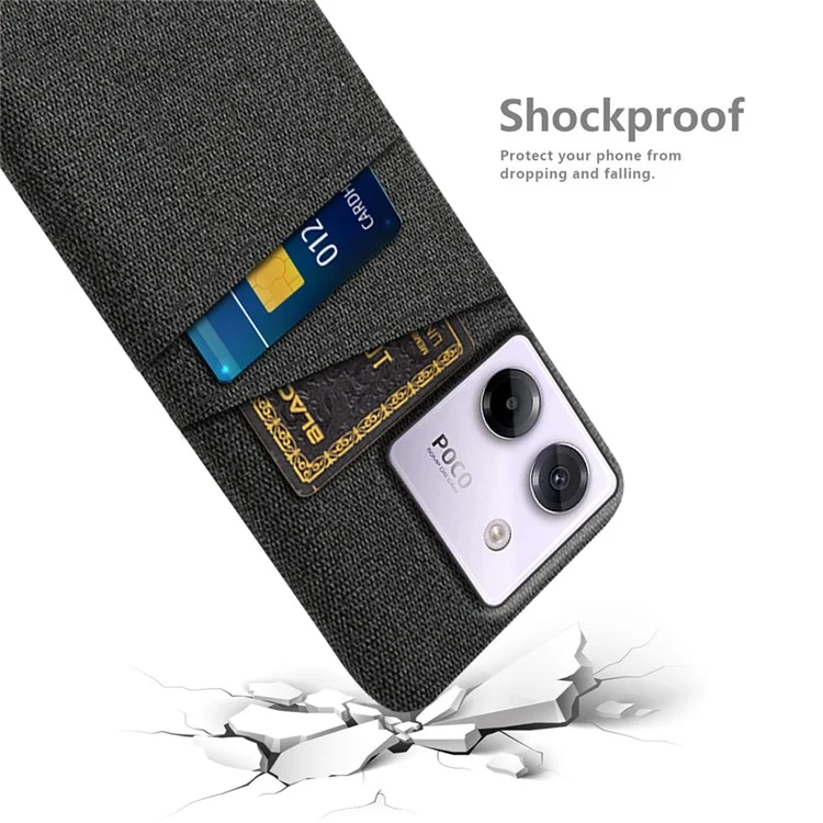 For Xiaomi Poco M7 Pro 5G Case Cloth + Hard PC Phone Cover with Dual Card Slots - Black