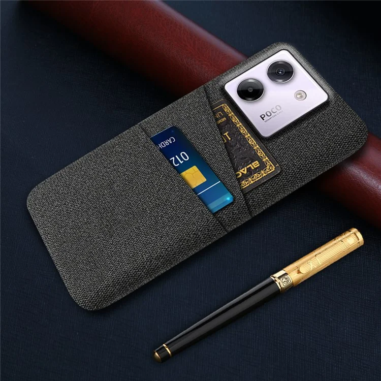 For Xiaomi Poco M7 Pro 5G Case Cloth + Hard PC Phone Cover with Dual Card Slots - Black