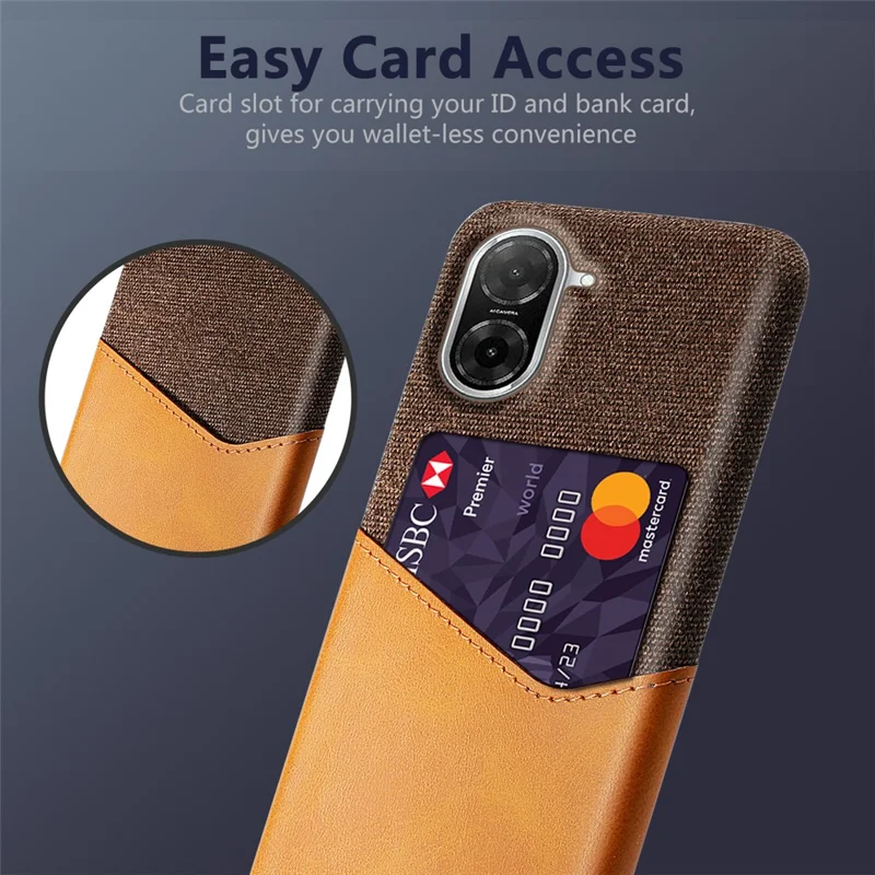 For Xiaomi Redmi A5 4G (171.7mm) Case PU Leather Cloth Texture Hard PC Phone Cover with Card Holder - Orange