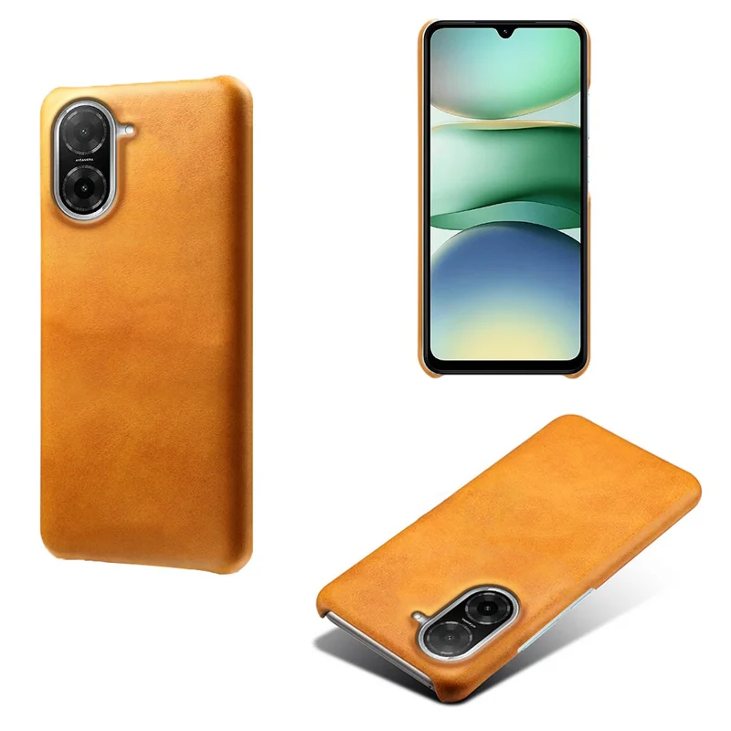 For Xiaomi Redmi A5 4G (171.7mm) Case Calf Texture PU Leather Hard PC Protective Phone Cover - Orange