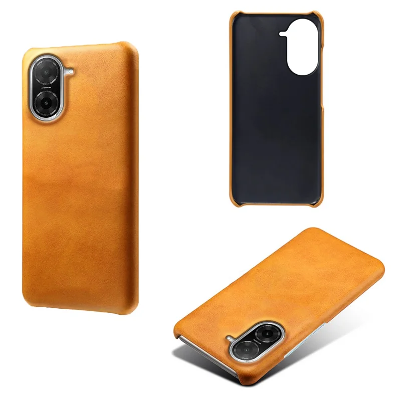 For Xiaomi Redmi A5 4G (171.7mm) Case Calf Texture PU Leather Hard PC Protective Phone Cover - Orange