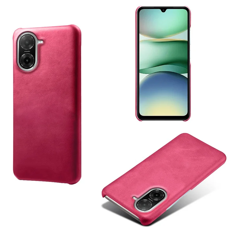 For Xiaomi Redmi A5 4G (171.7mm) Case Calf Texture PU Leather Hard PC Protective Phone Cover - Rose