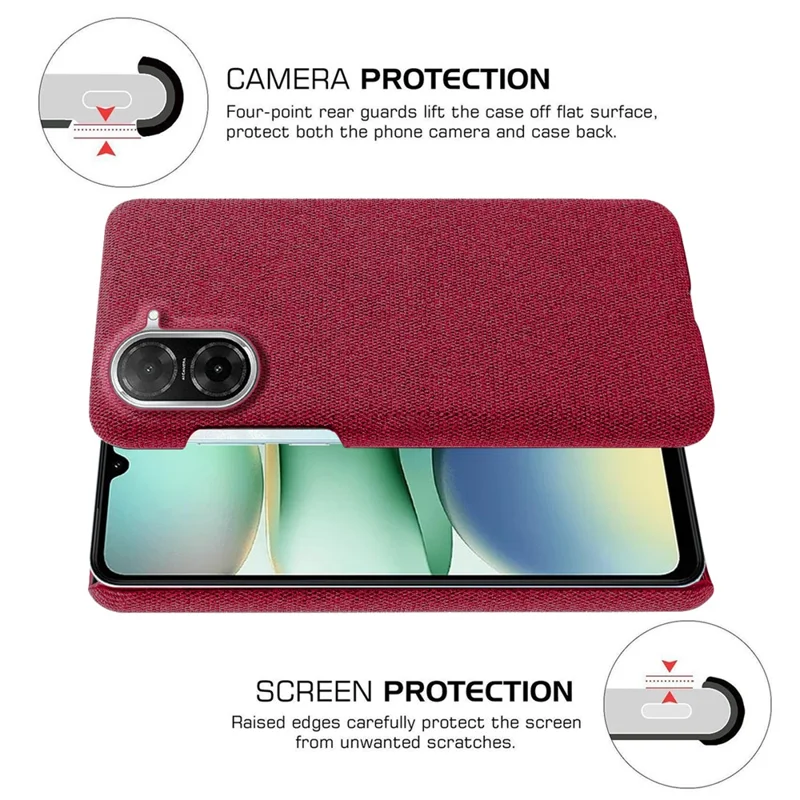For Xiaomi Redmi A5 4G (171.7mm) Phone Case Cloth Texture Anti-Scratch Protective PC Back Cover - Red
