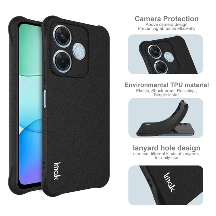 Capa IMAK para Xiaomi Redmi 13x 4G em TPU com Proteção Antichoque - Preto Fosco