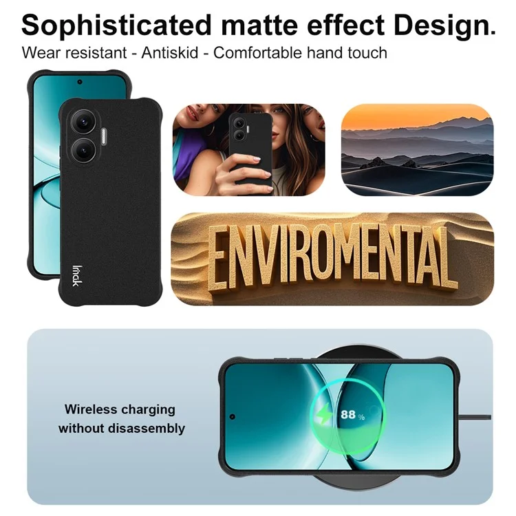 Funda IMAK para Xiaomi Redmi Turbo 4 Pro 5G / Poco F7 5G de TPU Protector de Teléfono con Airbag Antichoque - Negro Mate