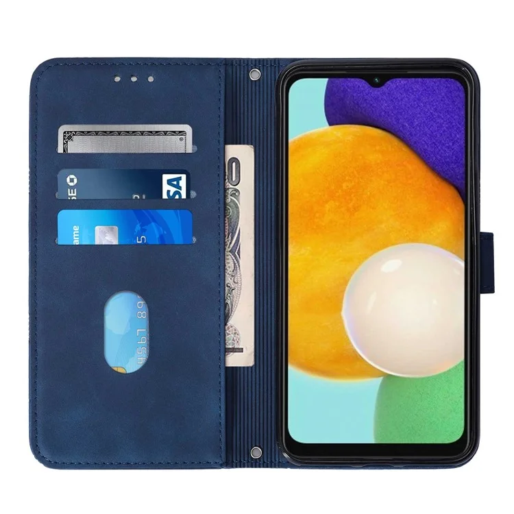 For Samsung Galaxy A14 5G / A14 4G Leather Case with Hand Strap Wallet Stand Phone Cover - Sapphire
