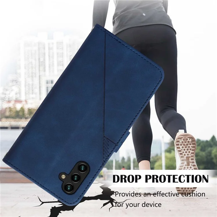 For Samsung Galaxy A14 5G / A14 4G Leather Case with Hand Strap Wallet Stand Phone Cover - Sapphire