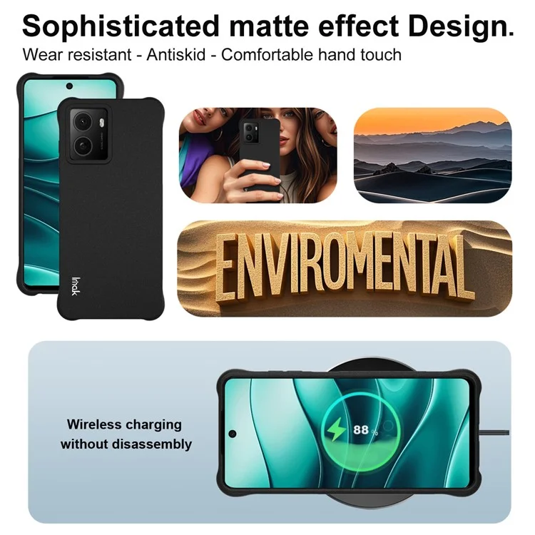 IMAK Funda de TPU a prueba de golpes y con protección de airbag para HMD Pulse Pro / Pulse+ / Pulse - Negro mate