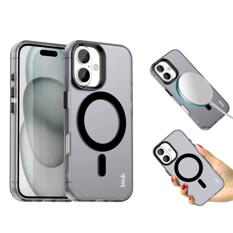 IMAK Pour iPhone 16 Plus Coque Compatible avec MagSafe Couleur Bonbon Antichoc TPU + PET Coque Arrière - Noir