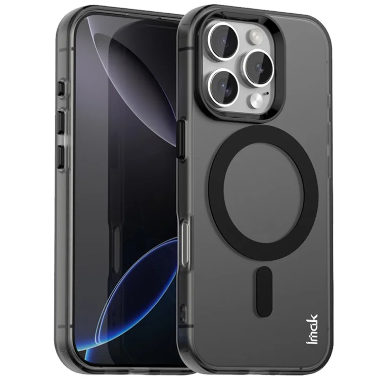 IMAK Pour iPhone 16 Pro Max Étui Compatible avec MagSafe Couleur Bonbon Antichoc TPU + PET Coque Arrière - Noir