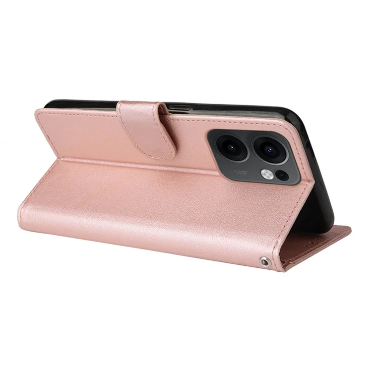 Cover a portafoglio con supporto e vista per Oppo Reno13 F 5G / 4G in pelle PU - Oro Rosa