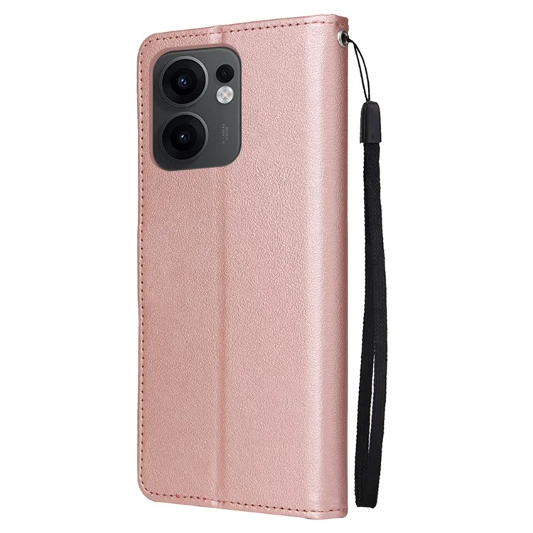 Cover a portafoglio con supporto e vista per Oppo Reno13 F 5G / 4G in pelle PU - Oro Rosa