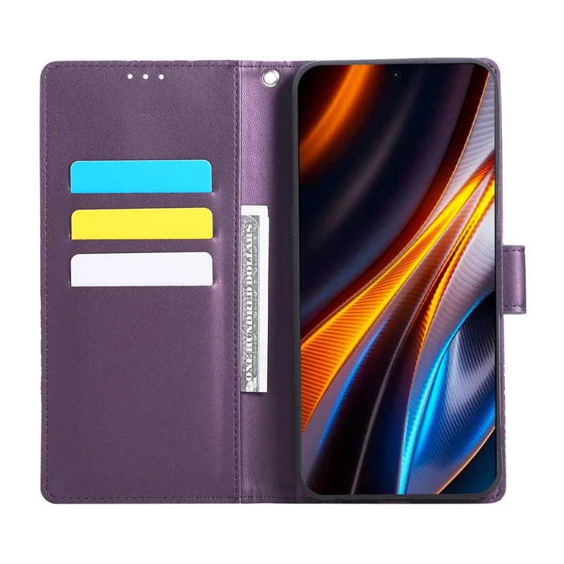Funda para Xiaomi Redmi Note 12 4G con Diseño de Flor Rosa, Cartera de Cuero Sintético con 3 Ranuras para Tarjetas - Morado Oscuro