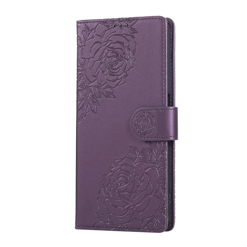 Funda para Xiaomi Redmi Note 12 4G con Diseño de Flor Rosa, Cartera de Cuero Sintético con 3 Ranuras para Tarjetas - Morado Oscuro