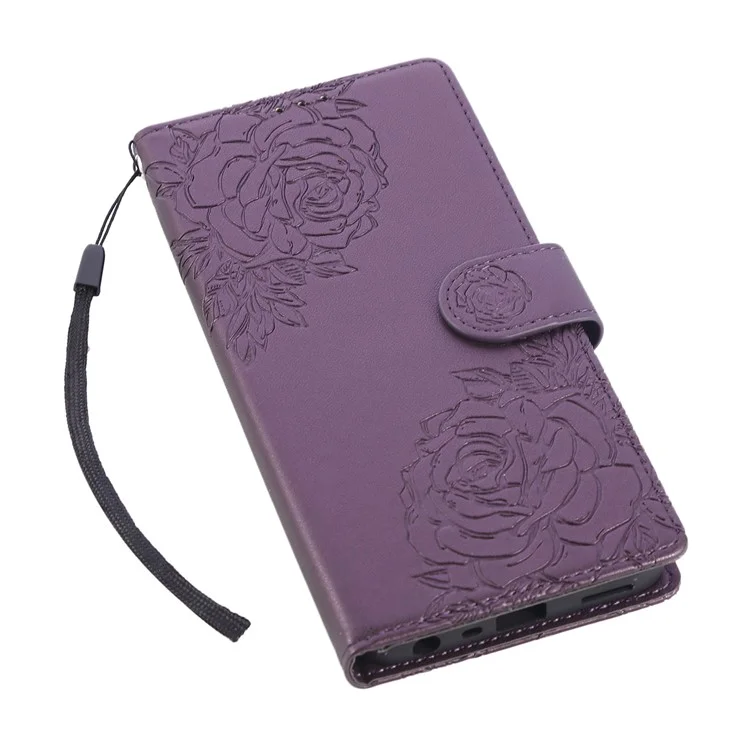 For Xiaomi Redmi Note 12 Pro 5G  / Note 12 Pro Speed 5G /  Poco X5 Pro 5G Case Rose Flower PU Leather Wallet Phone Cover with 3 Card Slots - Dark Purple
