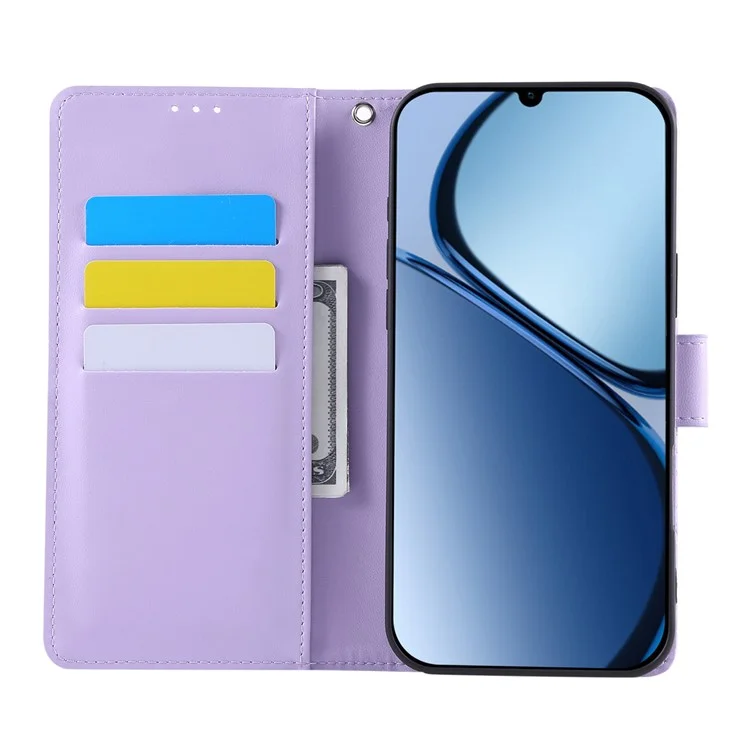 Pour Xiaomi Redmi 14C 4G / 14R 5G / Poco C75 4G Étui Fleur de Rose en Cuir PU Portefeuille Housse de Téléphone avec 3 Emplacements pour Cartes - Violet Clair