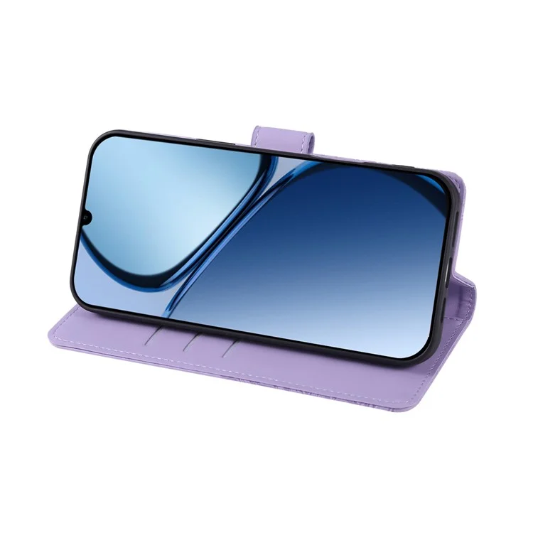 Pour Xiaomi Redmi 14C 4G / 14R 5G / Poco C75 4G Étui Fleur de Rose en Cuir PU Portefeuille Housse de Téléphone avec 3 Emplacements pour Cartes - Violet Clair