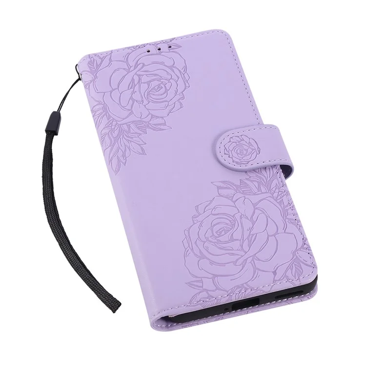 Pour Xiaomi Redmi 14C 4G / 14R 5G / Poco C75 4G Étui Fleur de Rose en Cuir PU Portefeuille Housse de Téléphone avec 3 Emplacements pour Cartes - Violet Clair