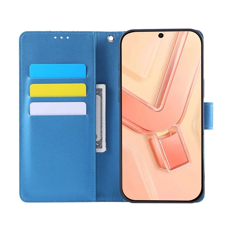 Чехол для Xiaomi Redmi 12 4G / 5G (Глобальная версия) / Note 12R 5G с розовым цветком из искусственной кожи с кошельком и 3 слотами для карт - Синий