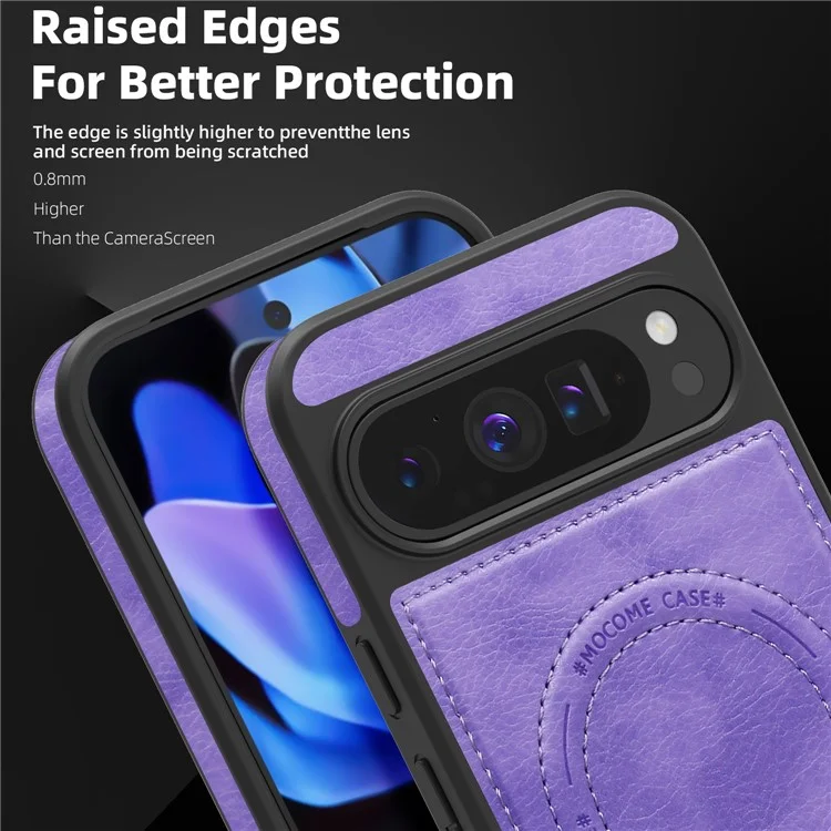 Cover per Google Pixel 9 Pro XL Compatibile con MagSafe con Supporto Pieghevole in Pelle - Viola Chiaro