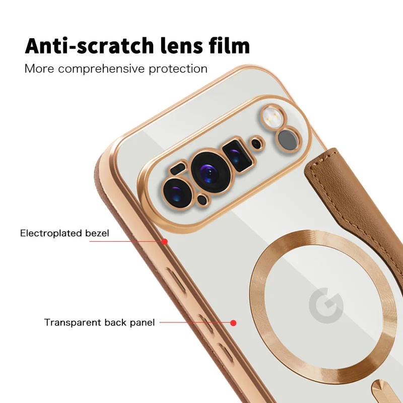 For Google Pixel 10 Pro XL Magnetic Case RFID Blocking Leather Phone Cover - Brown
