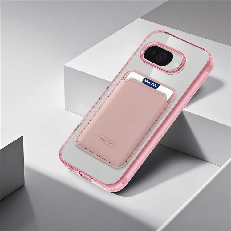 Étui magnétique pour Google Pixel 9a Compatible avec MagSafe TPU + PC avec Pochette à Carte - Rose Transparent