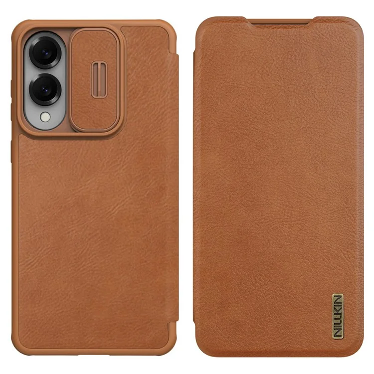 NILLKIN Qin Pro Series for Samsung Galaxy S25 Edge Case with Card Slots Leather Phone Cover - Brown