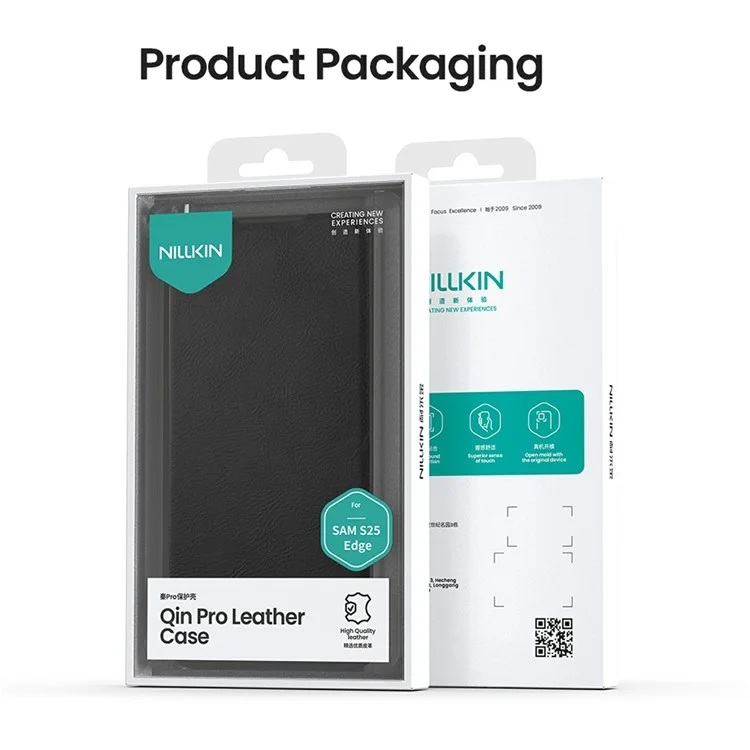 NILLKIN Qin Pro Series for Samsung Galaxy S25 Edge Case with Card Slots Leather Phone Cover - Brown