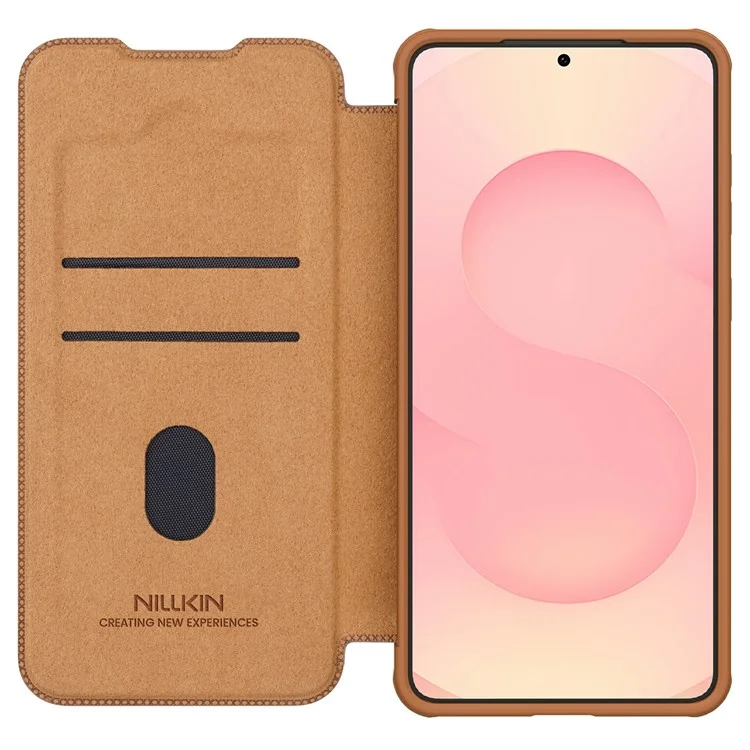 NILLKIN Qin Pro Series for Samsung Galaxy S25 Edge Case with Card Slots Leather Phone Cover - Brown