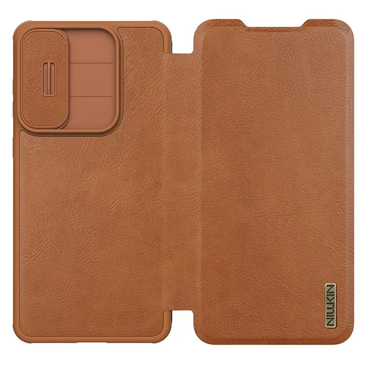 NILLKIN Qin Pro Series for Samsung Galaxy S25 Edge Case with Card Slots Leather Phone Cover - Brown