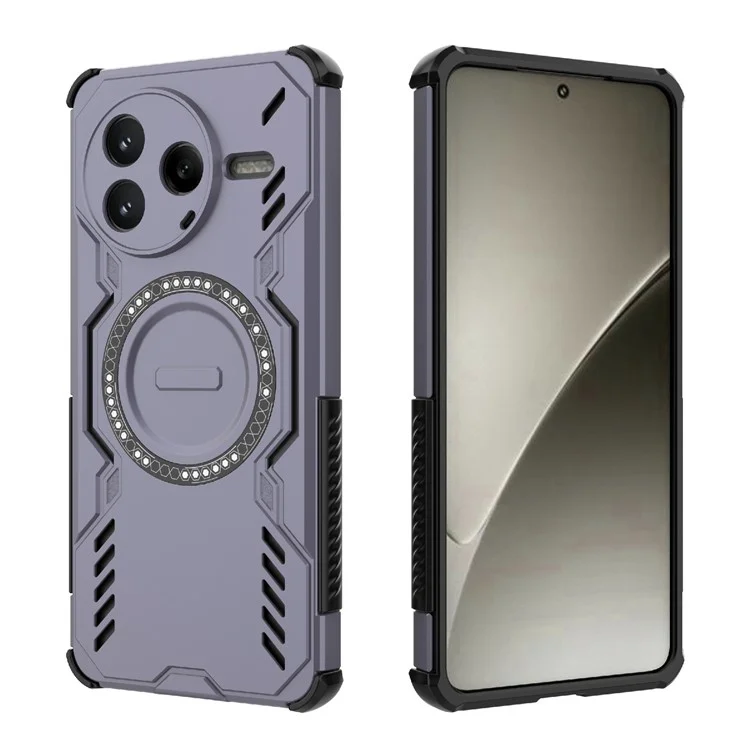 For Xiaomi Redmi K80 5G  /  Poco F7 Pro 5G Magnetic Case Butterfly Armor Hollow Heat Dissipation PC + TPU Phone Cover - Purple