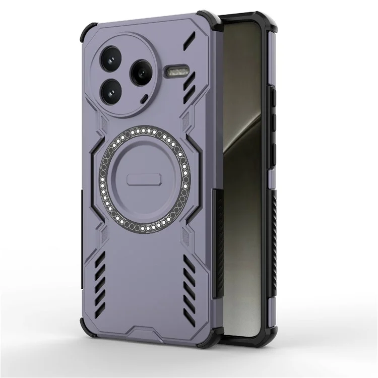 For Xiaomi Redmi K80 5G  /  Poco F7 Pro 5G Magnetic Case Butterfly Armor Hollow Heat Dissipation PC + TPU Phone Cover - Purple