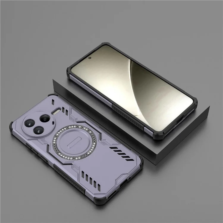 For Xiaomi Redmi K80 5G  /  Poco F7 Pro 5G Magnetic Case Butterfly Armor Hollow Heat Dissipation PC + TPU Phone Cover - Purple