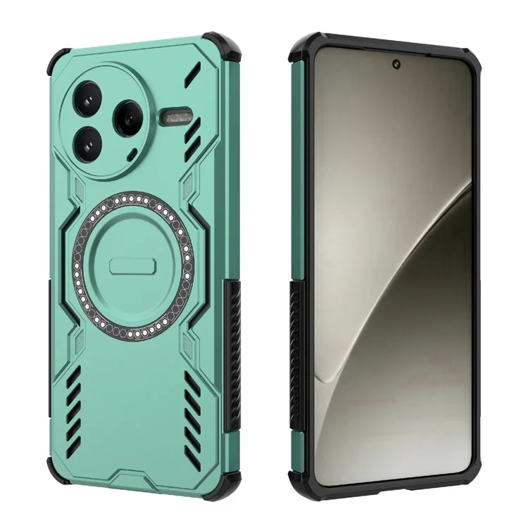 For Xiaomi Redmi K80 5G  /  Poco F7 Pro 5G Magnetic Case Butterfly Armor Hollow Heat Dissipation PC + TPU Phone Cover - Green