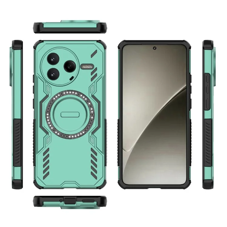 For Xiaomi Redmi K80 5G  /  Poco F7 Pro 5G Magnetic Case Butterfly Armor Hollow Heat Dissipation PC + TPU Phone Cover - Green
