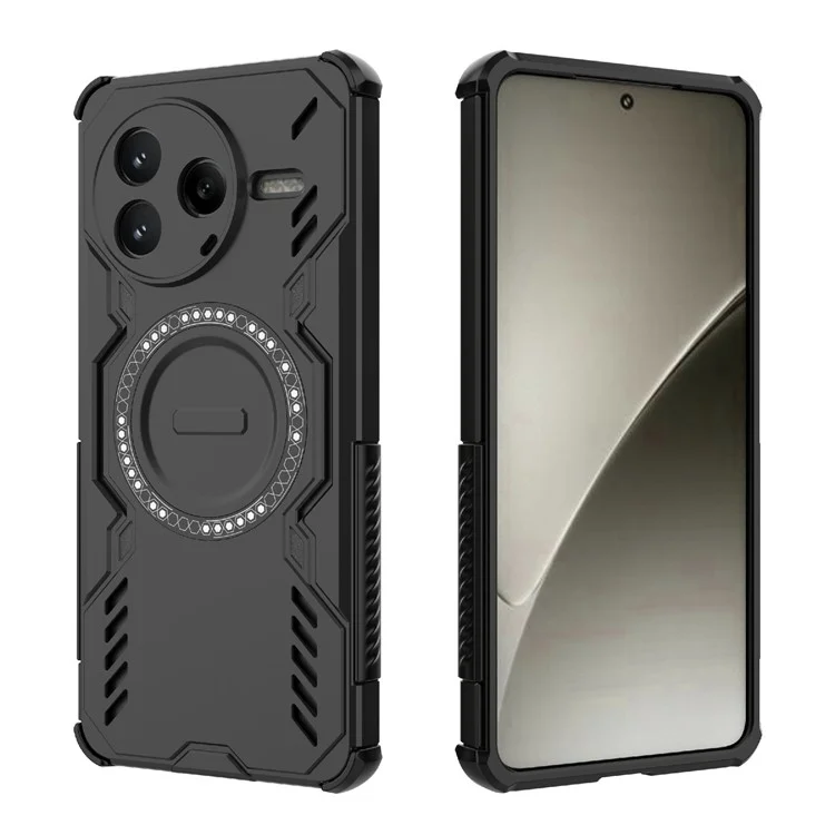 For Xiaomi Redmi K80 5G  /  Poco F7 Pro 5G Magnetic Case Butterfly Armor Hollow Heat Dissipation PC + TPU Phone Cover - Black