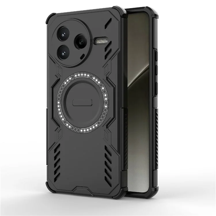 For Xiaomi Redmi K80 5G  /  Poco F7 Pro 5G Magnetic Case Butterfly Armor Hollow Heat Dissipation PC + TPU Phone Cover - Black