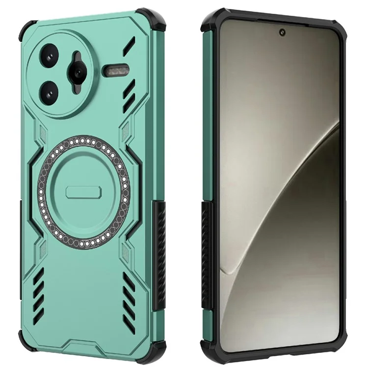 Für Xiaomi Redmi K80 Pro 5G / Poco F7 Ultra 5G Magnetische Hülle Schmetterling Armor Hohlraum Wärmeableitung PC + TPU Handyhülle - Grün