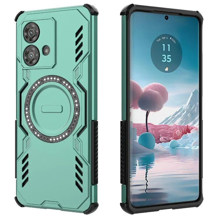 Funda Magnética para Motorola Edge 40 Neo 5G Mariposa Armor, Disipación de Calor, Carcasa de PC + TPU para Móvil - Verde