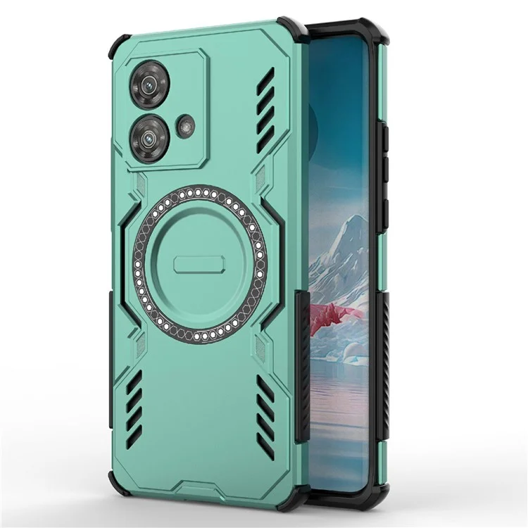 Funda Magnética para Motorola Edge 40 Neo 5G Mariposa Armor, Disipación de Calor, Carcasa de PC + TPU para Móvil - Verde