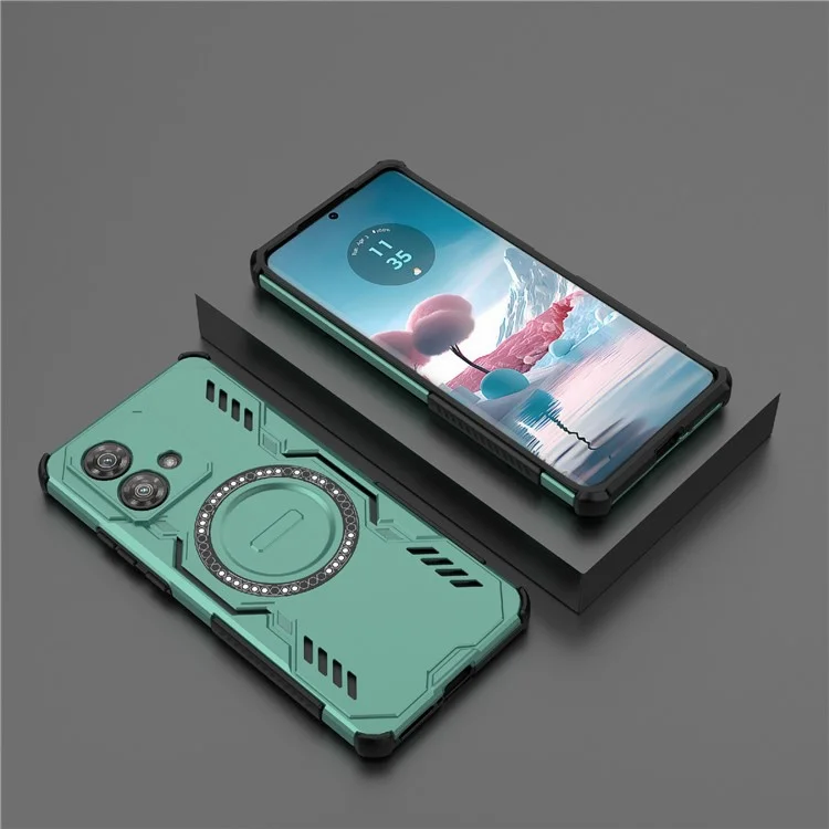 Funda Magnética para Motorola Edge 40 Neo 5G Mariposa Armor, Disipación de Calor, Carcasa de PC + TPU para Móvil - Verde
