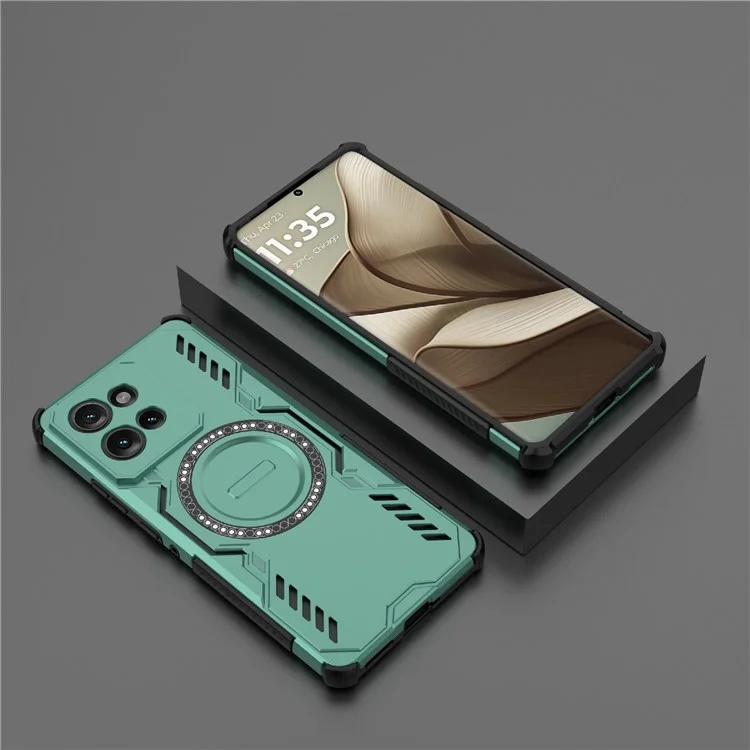 For Motorola Edge 50 5G Magnetic Case Butterfly Armor Hollow Heat Dissipation PC + TPU Phone Cover - Green