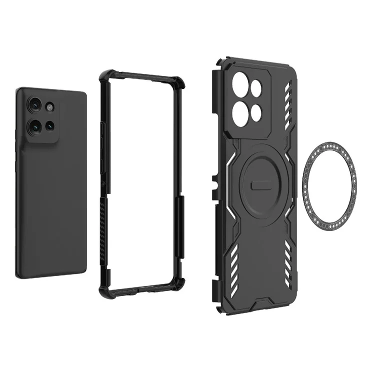 For Motorola Edge 50 5G Magnetic Case Butterfly Armor Hollow Heat Dissipation PC + TPU Phone Cover - Green