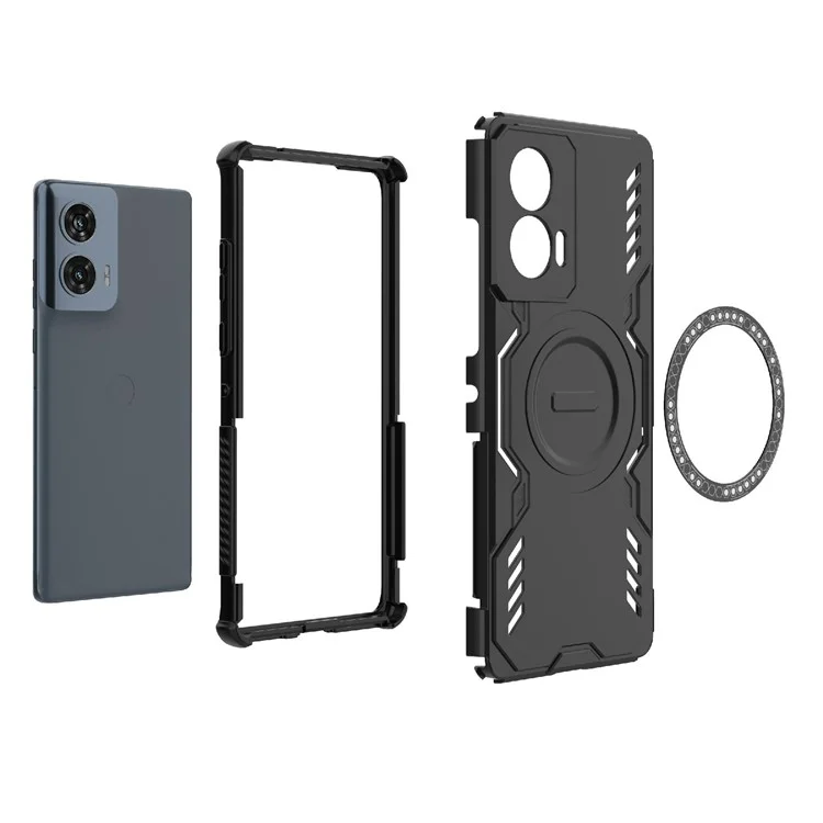 Para Motorola Edge 50 Fusion 5G Capa Magnética Armadura de Borboleta Dissipação de Calor Oco PC + Capa de Telefone TPU - Verde
