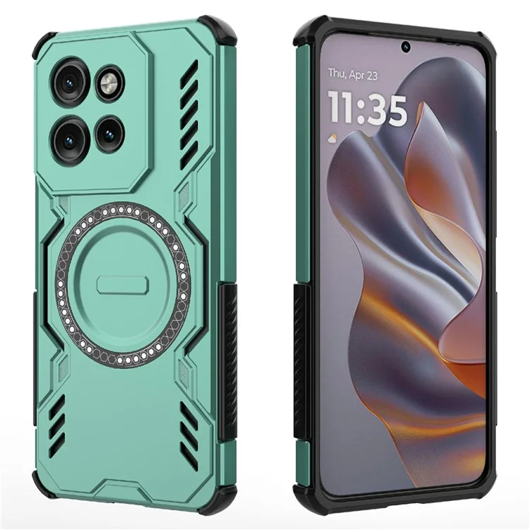 Magnetic Case For Motorola Edge 50 Neo 5G  /  Moto S50 5G  /  Thinkphone 25 5G Butterfly Armor Hollow Heat Dissipation PC + TPU Phone Cover - Green