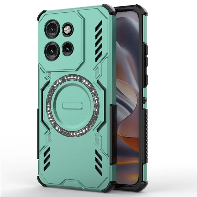 Magnetic Case For Motorola Edge 50 Neo 5G  /  Moto S50 5G  /  Thinkphone 25 5G Butterfly Armor Hollow Heat Dissipation PC + TPU Phone Cover - Green